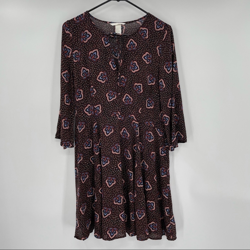 H&M Unique Red & Blue Print Shift Dress